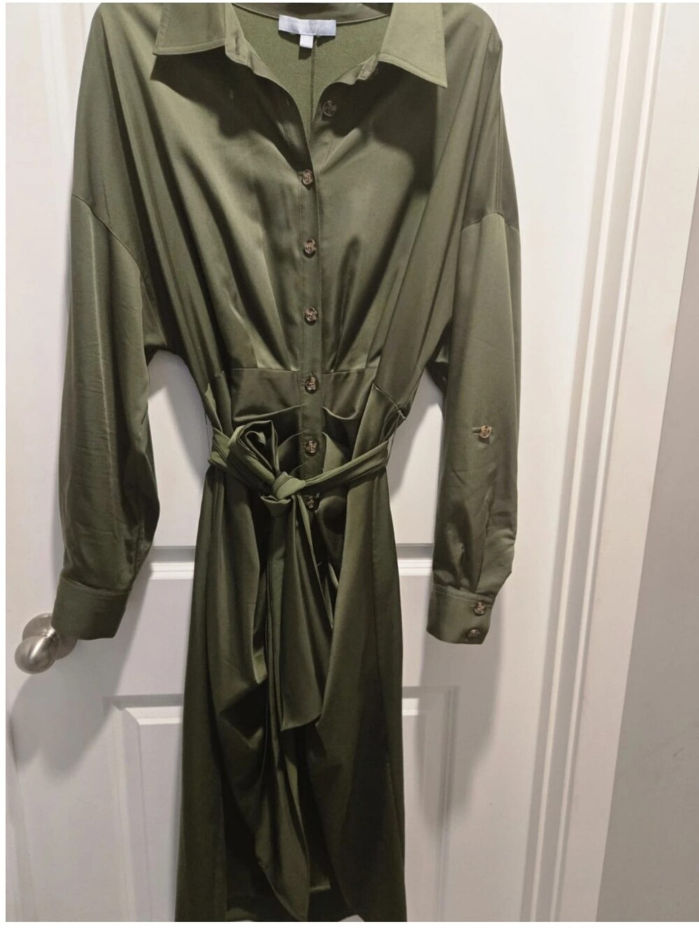 ANTONIO MELANI Olive Shirt Dress with Self Tie